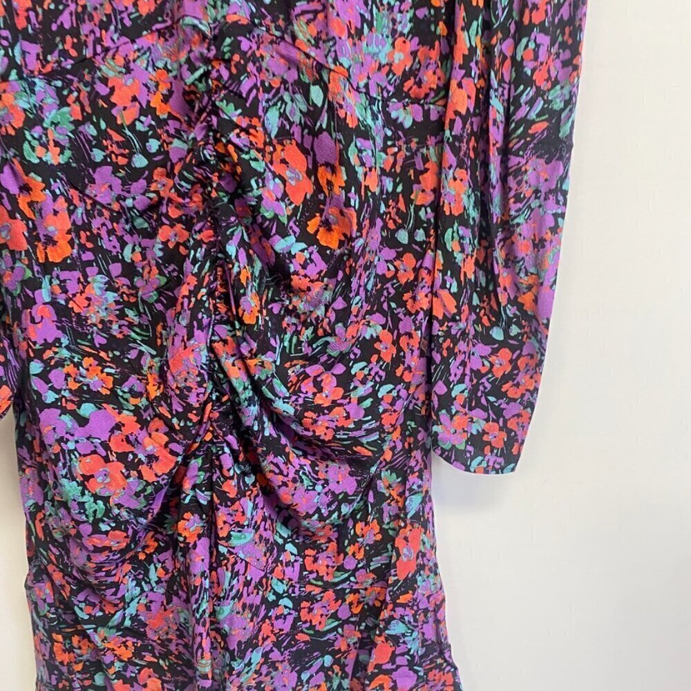 Zara Floral Gathered Ruched Ruffle Dress - Picture 3 of 14